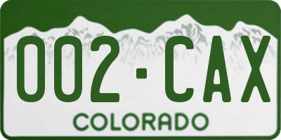CO license plate 002CAX