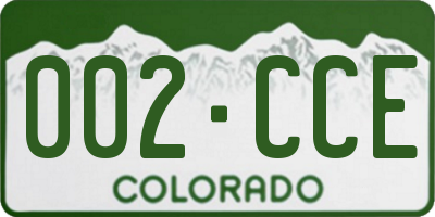 CO license plate 002CCE