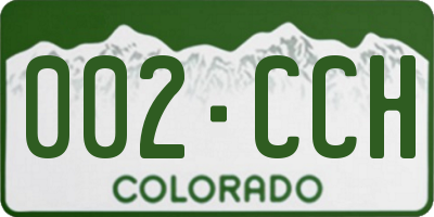 CO license plate 002CCH