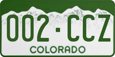 CO license plate 002CCZ