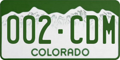 CO license plate 002CDM