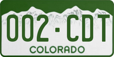 CO license plate 002CDT