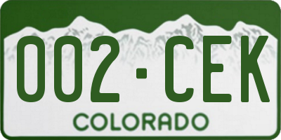 CO license plate 002CEK