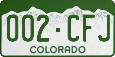 CO license plate 002CFJ