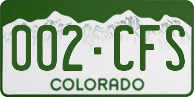 CO license plate 002CFS