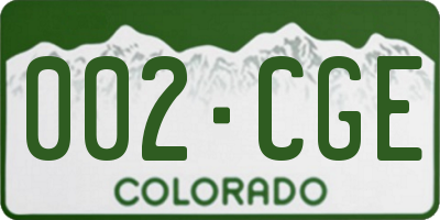 CO license plate 002CGE