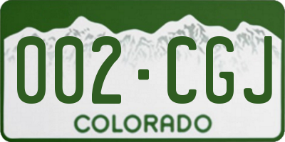 CO license plate 002CGJ