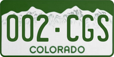 CO license plate 002CGS