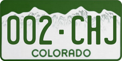 CO license plate 002CHJ