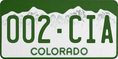 CO license plate 002CIA