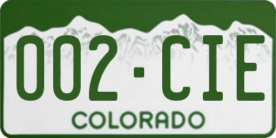 CO license plate 002CIE