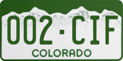 CO license plate 002CIF