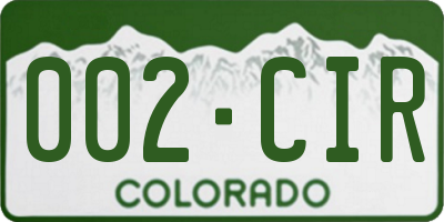 CO license plate 002CIR