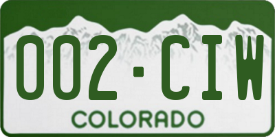 CO license plate 002CIW