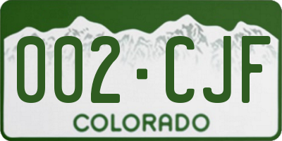 CO license plate 002CJF