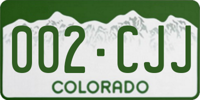 CO license plate 002CJJ