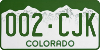 CO license plate 002CJK