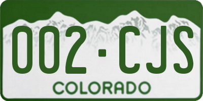 CO license plate 002CJS