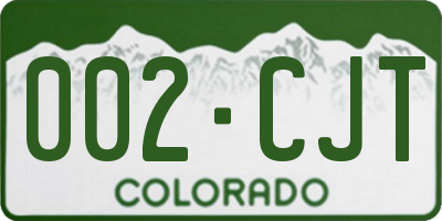 CO license plate 002CJT