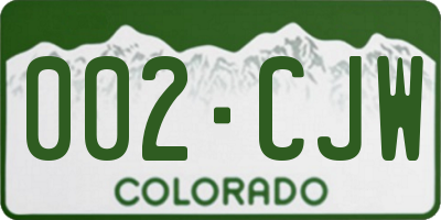 CO license plate 002CJW