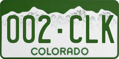 CO license plate 002CLK