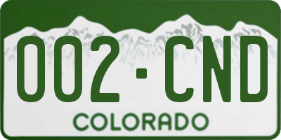 CO license plate 002CND