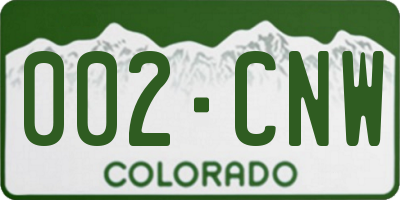 CO license plate 002CNW