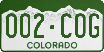 CO license plate 002COG