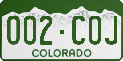 CO license plate 002COJ