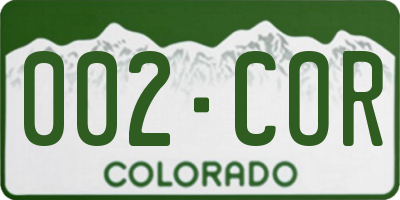 CO license plate 002COR
