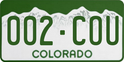 CO license plate 002COU