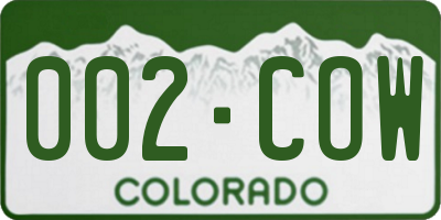 CO license plate 002COW