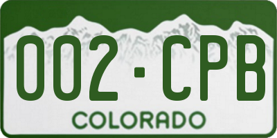 CO license plate 002CPB