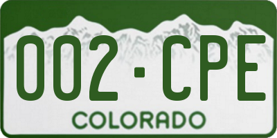 CO license plate 002CPE