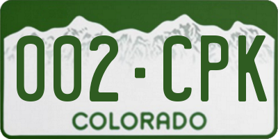 CO license plate 002CPK