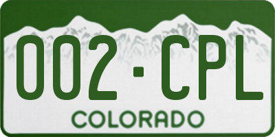 CO license plate 002CPL