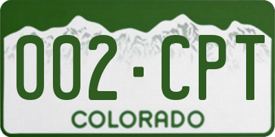 CO license plate 002CPT