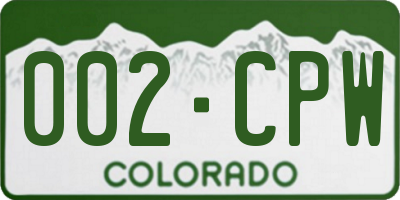 CO license plate 002CPW