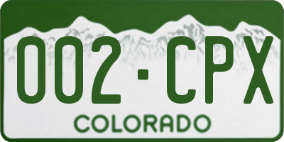 CO license plate 002CPX