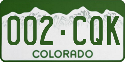 CO license plate 002CQK