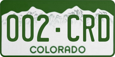 CO license plate 002CRD