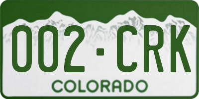 CO license plate 002CRK
