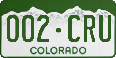 CO license plate 002CRU