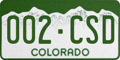 CO license plate 002CSD