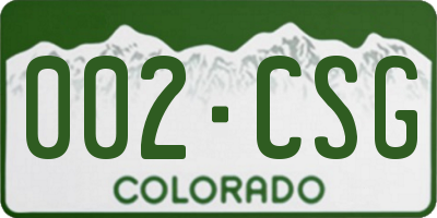 CO license plate 002CSG