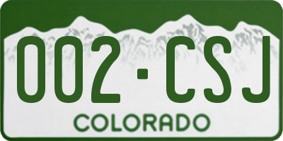 CO license plate 002CSJ