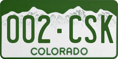 CO license plate 002CSK
