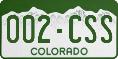 CO license plate 002CSS