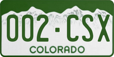 CO license plate 002CSX