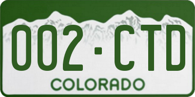 CO license plate 002CTD